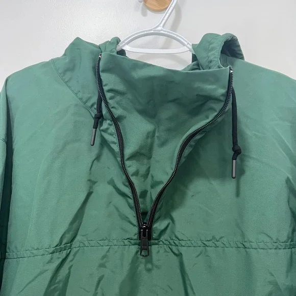 American Giant Mens Jacket XL Green 1/4 Zip Soft Shell Hood Nylon Pocket Popover - Picture 7 of 11